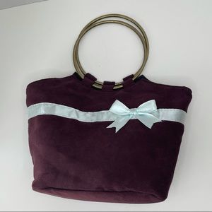 Retro Plum Handbag w/Metal Handles